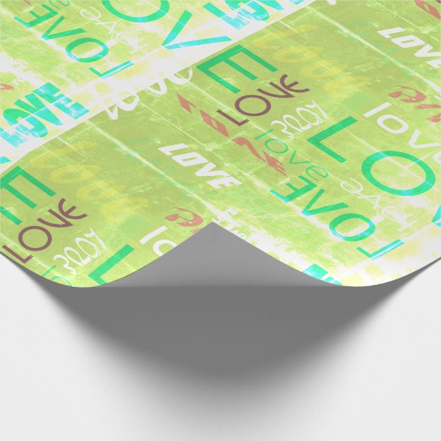 Alive Light Green Gallery Liebe Words Art Geschenkpapier (Ecke)