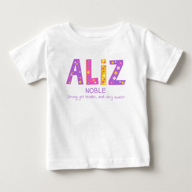 Aliz Girls nennen lila Blume pink Baby T-shirt (Vorderseite)