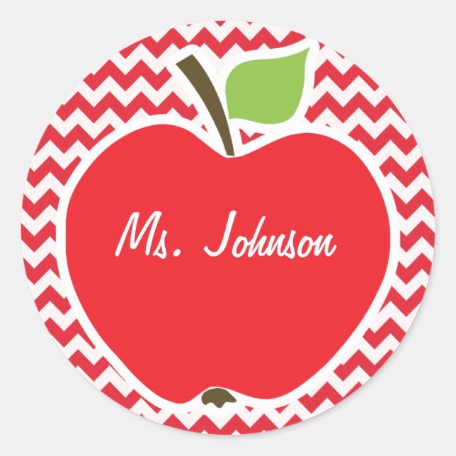 Alizarin Crimson Zickzack Runder Aufkleber (Vorderseite)