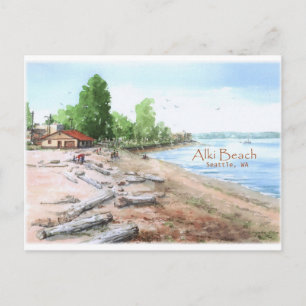 Alki Beach Bathhouse Postcard Postkarte