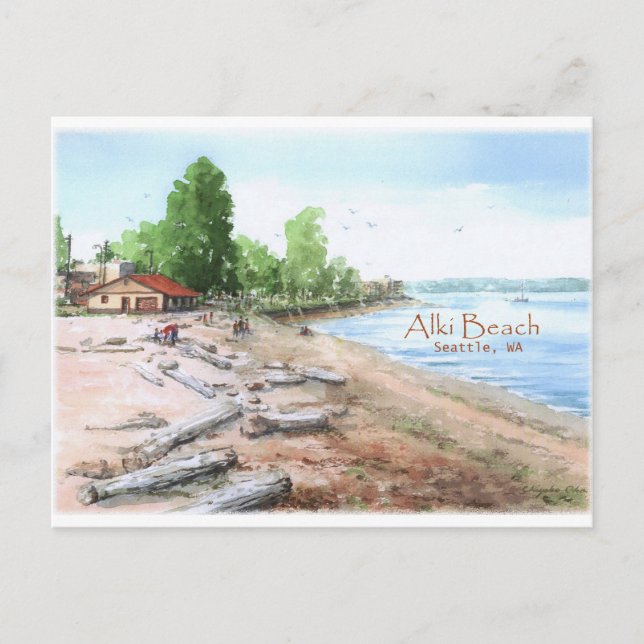 Alki Beach Bathhouse Postcard Postkarte (Vorderseite)