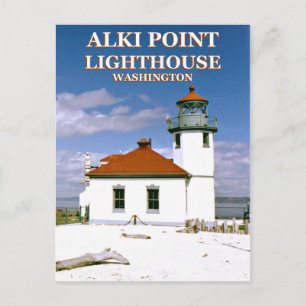 Alki Point Leuchtturm, Seattle Washington Postkart Postkarte