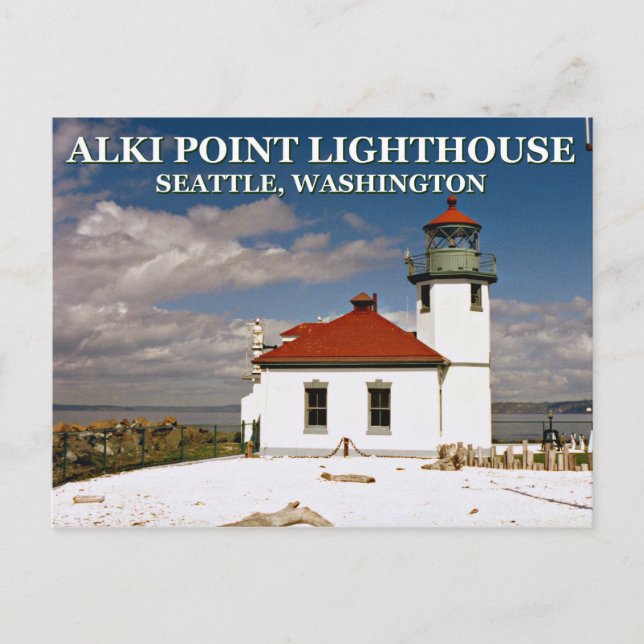 Alki Point Lighthouse, Seattle Washington Postcard Postkarte (Vorderseite)