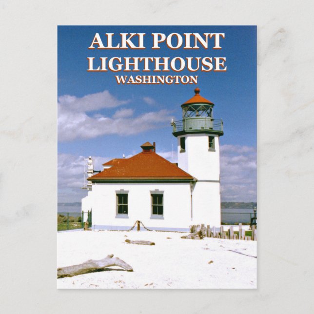 Alki Point Lighthouse, Seattle Washington Postcard Postkarte (Vorderseite)