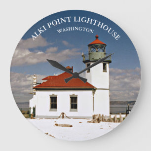 Alki Point Lighthouse, Washington Round Clock Große Wanduhr