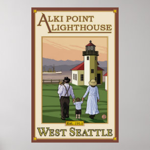 Alki Punkt-Leuchtturm - Westseattle, WA Plakat