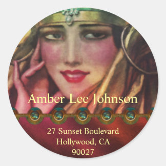 Alkmaar Kaschmir im Rot u. im Gold Runder Aufkleber