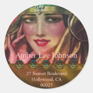 Alkmaar Kaschmir in Gold und Rosa Runder Aufkleber