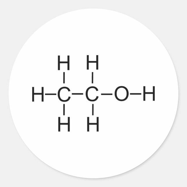 Alkohol - Chemische Formel Runder Aufkleber (Vorderseite)