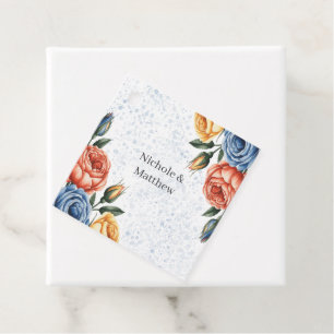 Alkohol-Tinte Aquarell Blau Orange Rosen Hochzeit Geschenkanhänger