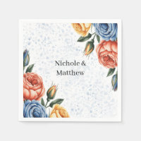 Alkohol-Tinte Aquarell Blau Orange Rosen Hochzeit