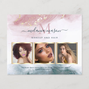 Alkohol Tinte Gold Blush Blue Foto Flyer