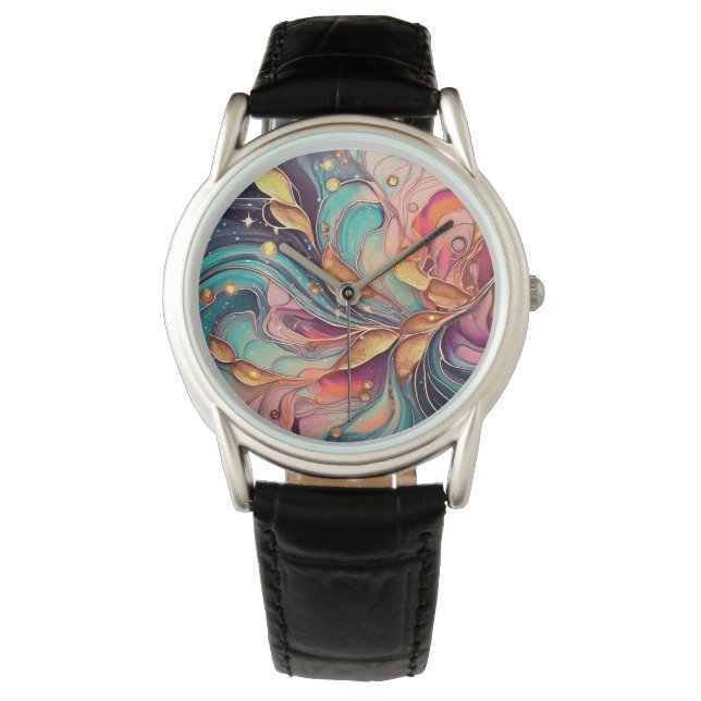 Alkohol-Tinte-Uhr Armbanduhr (Vorderseite)