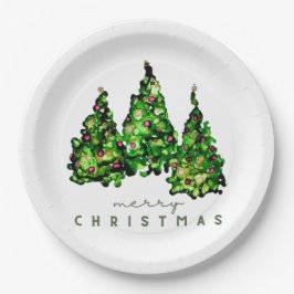 Alkohol-Tinten-Design-Feiertags-Weihnachtsbaum-Pap Pappteller