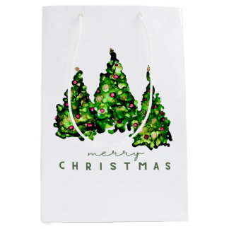 Alkohol-Tinten-Design Weihnachtsbaum-Geschenkverpa Mittlere Geschenktüte