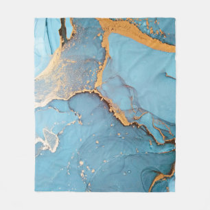 Alkohol-Tinten-Kunst. Saphirblau und Meerfarbe Div Fleecedecke