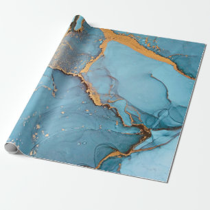 Alkohol-Tinten-Kunst. Saphirblau und Meerfarbe Div Geschenkpapier