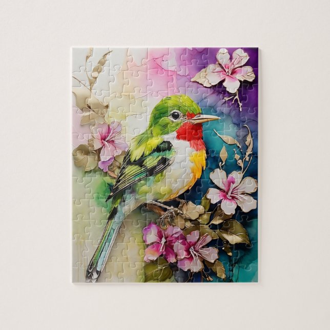 Alkohol Tinten Paint Cuban Tody Bird Puzzle (Vertikal)