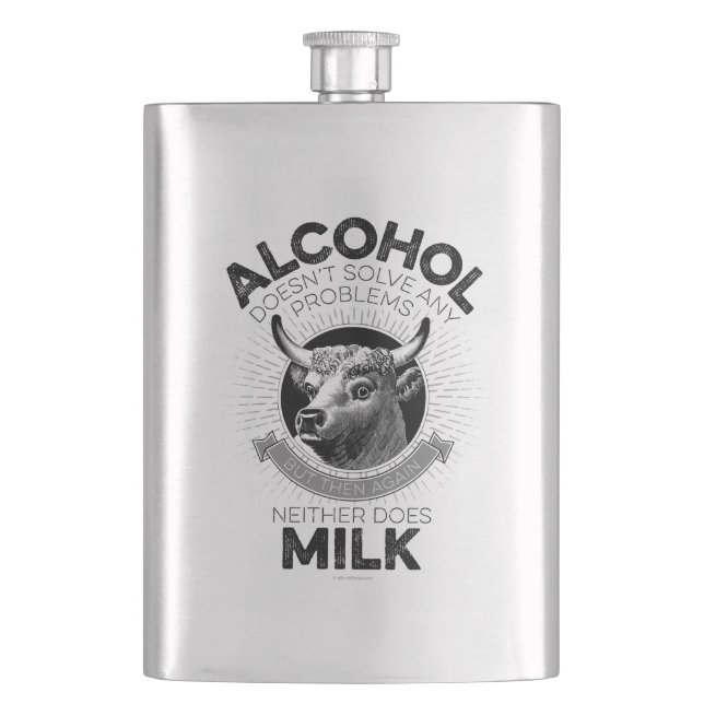 Alkohol vs. Milch Flachmann (Vorderseite)
