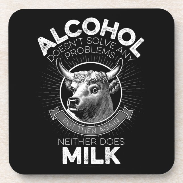 Alkohol vs. Milch Getränkeuntersetzer (Vorderseite)