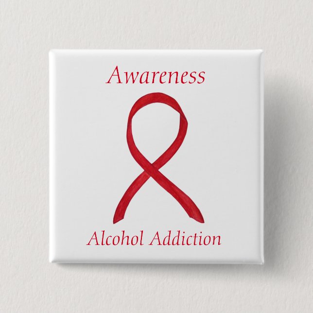Alkoholabhängigkeit Bewusstsein des roten Ribbon-B Button (Vorderseite)