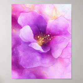 Alkoholfarbe Blume lila moderne Kunst Poster