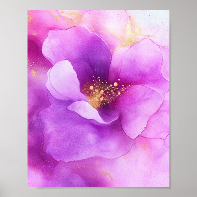 Alkoholfarbe Blume lila moderne Kunst Poster (Vorne)
