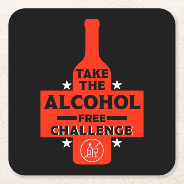 alkoholfrei und nüchtern rechteckiger pappuntersetzer (Vorderseite)