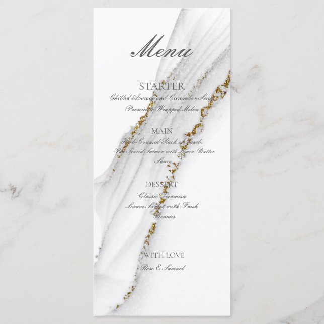 alkoholfreie Tinte, handgefertigt, weißes Flat Men Menükarte (Vorderseite)