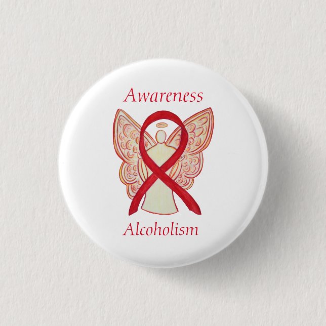 Alkoholische Bewusstsein Red Ribbon Angel Custom B Button (Vorderseite)