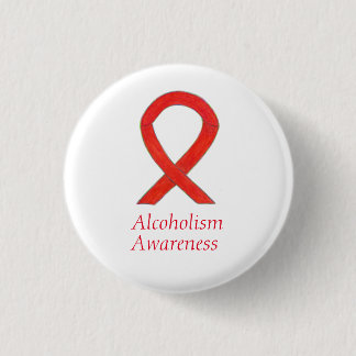 Alkoholische Bewusstseinsbildung Red Ribbon Custom Button