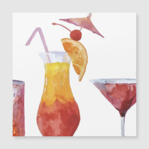 Alkoholische Cocktails in Aquarellfarbe Magnetkarte