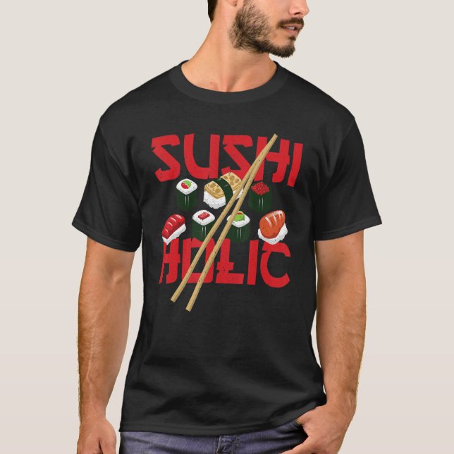 Alkoholische Sushi-Rolls Reis und Fisch T-Shirt (Vorderseite)