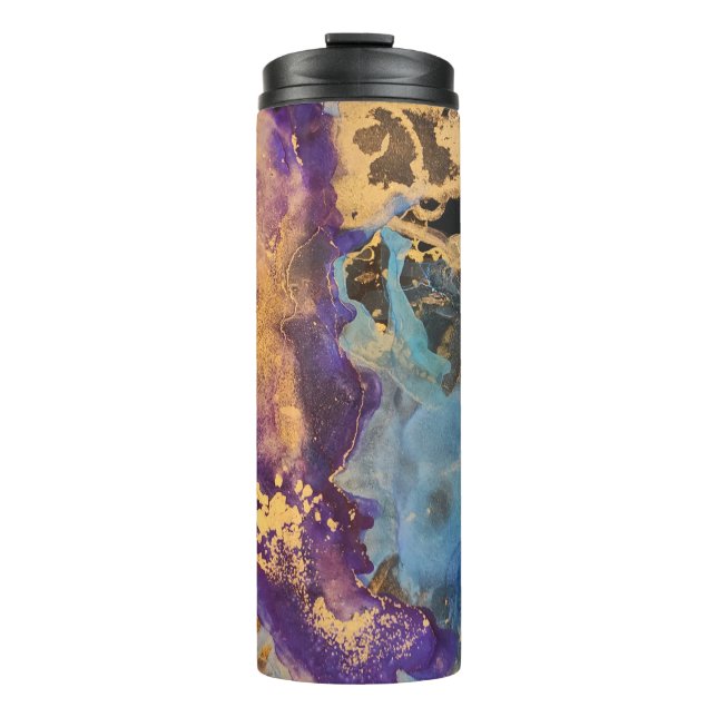 Alkoholmissbrauch. Dekoration Farbe. Bright Col Thermosbecher (Vorderseite)