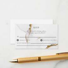 Alkoholtink Handmade Glitzer Wedding RSVP Card