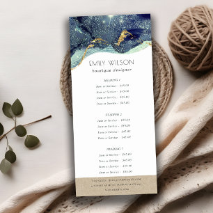 Alkoholtink Silver Navy Blue Glitzer Service Price Werbekarte