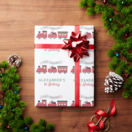 All Aboard Christmas Steam Train Kids Birthday Geschenkpapier