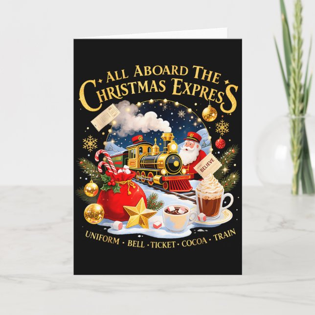 All Aboard The Christmas Express Train Santa Holid Karte (Vorderseite)