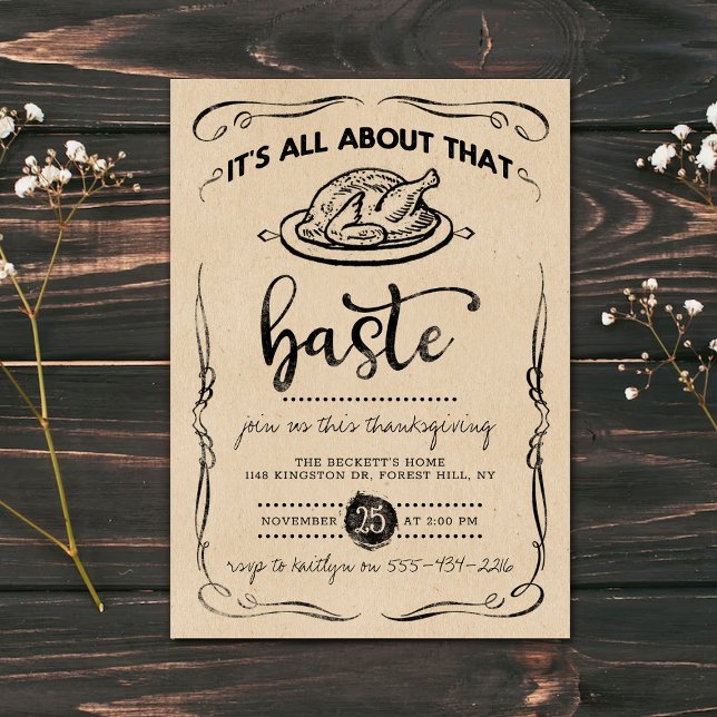 "All about the Baste" Rustic Kraft Erntedank Einladung (Von Creator hochgeladen)