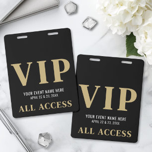 All Access Elegantes Schwarz-Gold-Event VIP Ausweis
