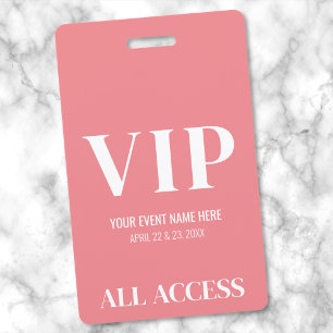 All Access Pink VIP-Pass-Event Ausweis