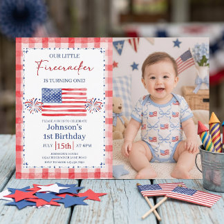 All American 1st Birthday Photo Invitation Einladung