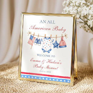 All American 4. Juli Baby Shower Willkommen Poster