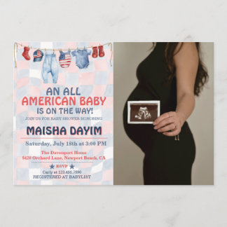 All American Baby 4. Juli Baby Shower Foto Einladung