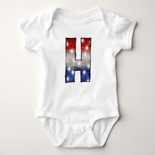 All American Baby Letter H - 4. Juli USA Baby Strampler (Vorderseite)