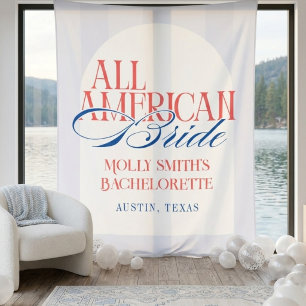 All American Blau gestreiftes Junggesellinnen-Absc Wandteppich
