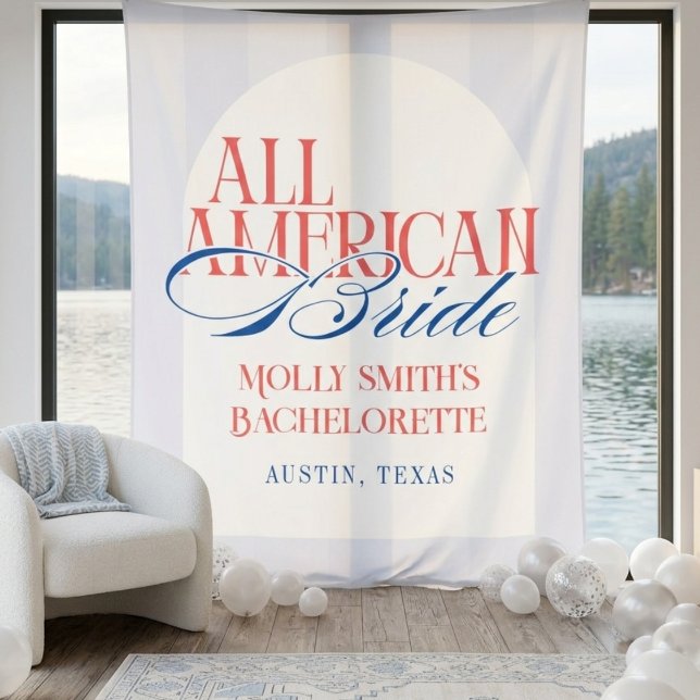 All American Blue Stripe Bachelorette Banner Wandteppich (All American Blue Stripe Bachelorette Banner Tapestry)