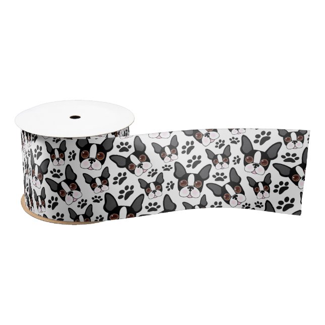 All American Boston Terrier Pet Puppy Satinband (Spule)