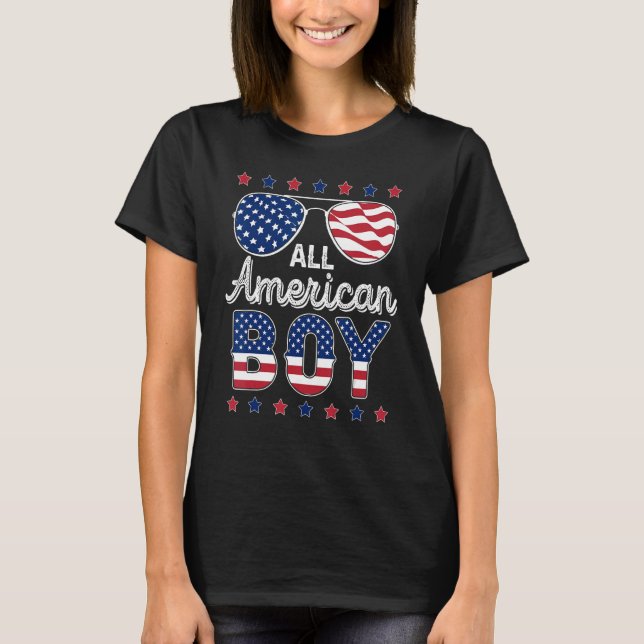All American Boy 4th of July American Sunglasses F T-Shirt (Vorderseite)