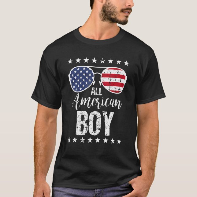 All American Boy 4th Of July Sunglasses Boys Kids  T-Shirt (Vorderseite)